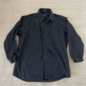 Bergamo New York black long sleeve button up shirt mens black size medium E146